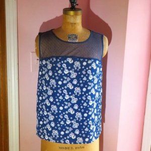 Jason Wu for Target Blue Floral Blouse Lace Yoke